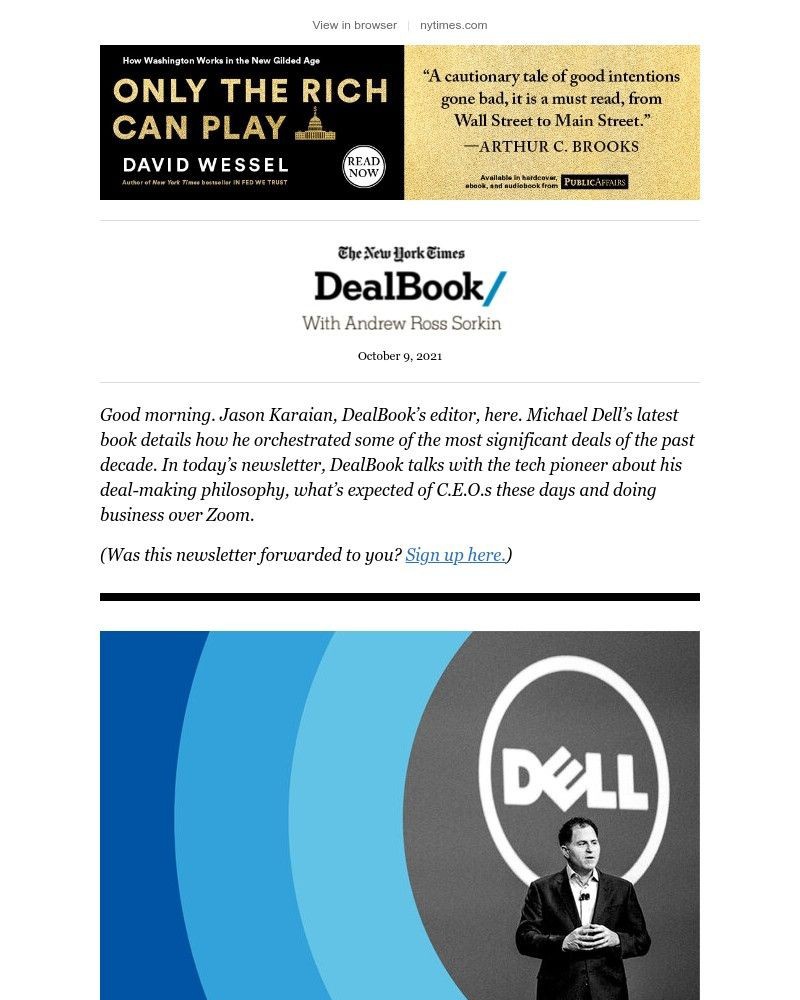 The New York Times - DealBook: Michael Dell is trying to be nice
