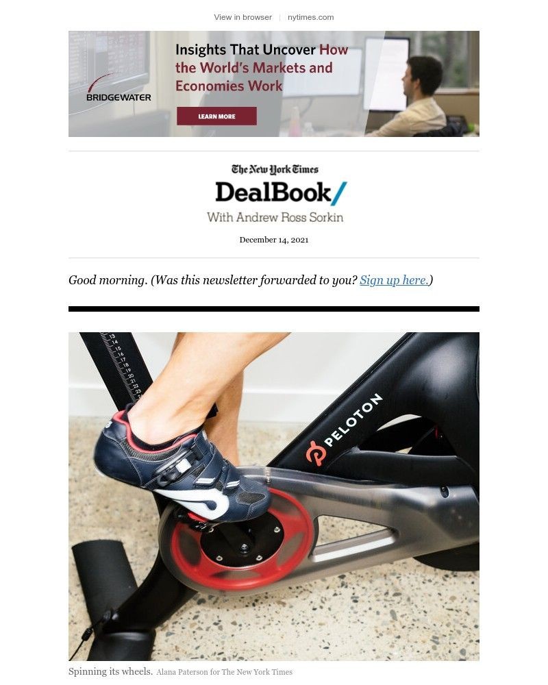 The New York Times - DealBook: Peloton’s bumpy ride