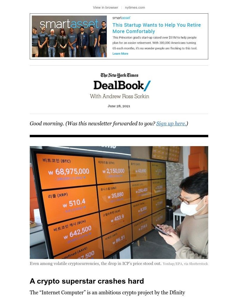 The New York Times - DealBook: “Something went wrong”