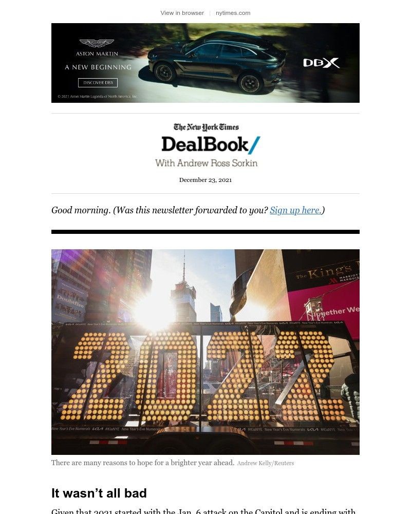 The New York Times - DealBook: What we’re looking forward to in 2022