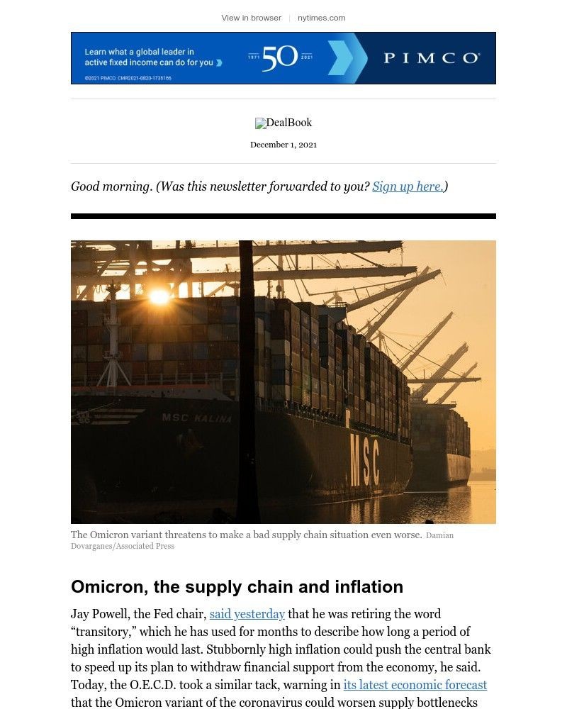 The New York Times - DealBook: Will Omicron make inflation worse?