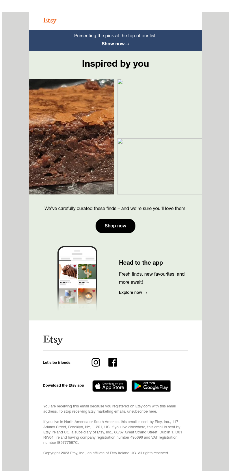 Etsy - Personalised picks and fresh updates.