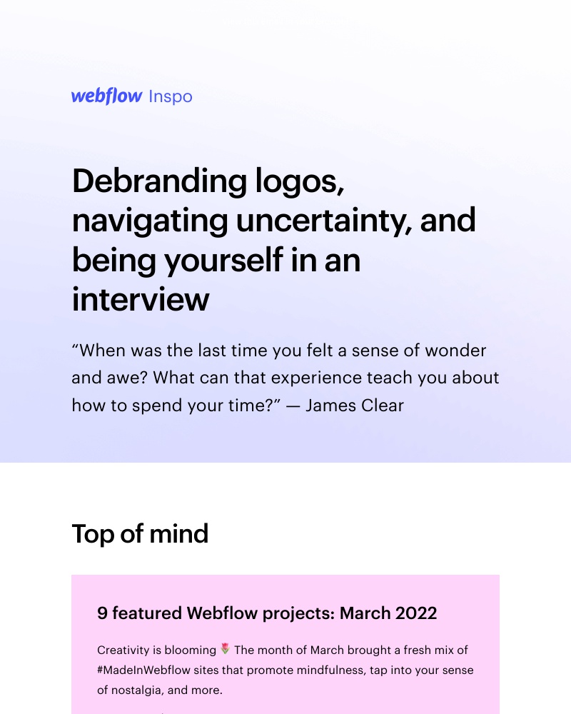 Webflow - Debranding logos, navigating uncertainty, and being yourself in an interview 😌