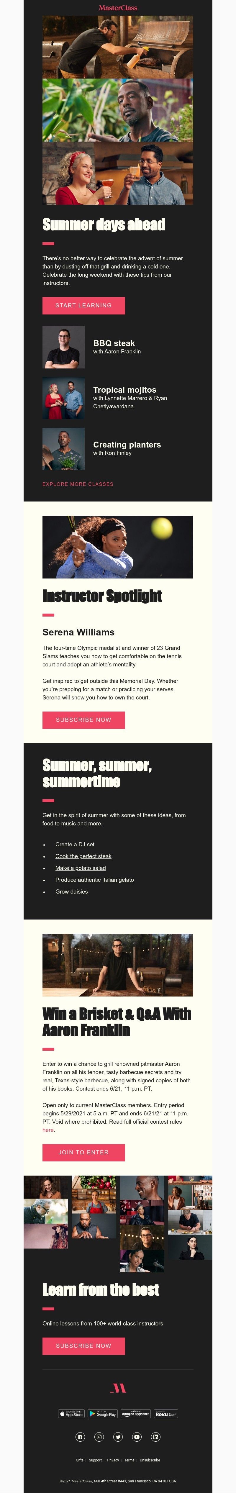  - Summer starts now. Get inspired with our instructors.