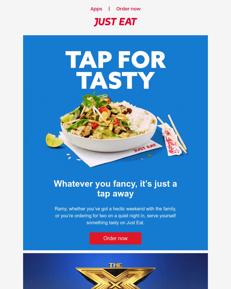 Just Eat - Delicious dishes this weekend, Ramy?