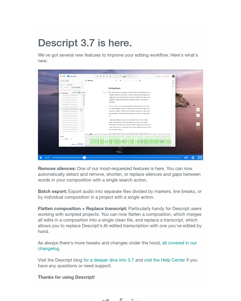 Descript - Descript 3.7 is here: Remove silences, batch export, and more