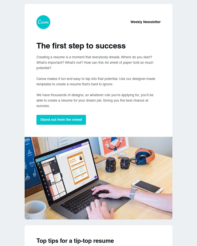 Canva - Design an awesome resume that’ll make you shine.