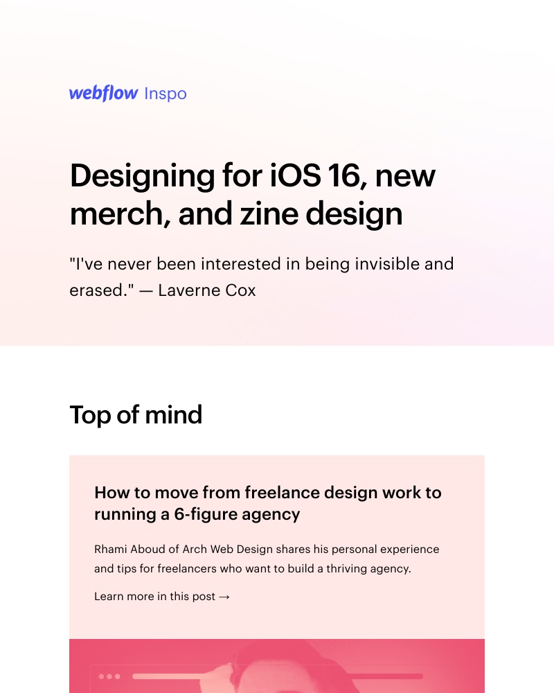 Webflow - Designing for iOS 16, new merch, and zine design ✂️