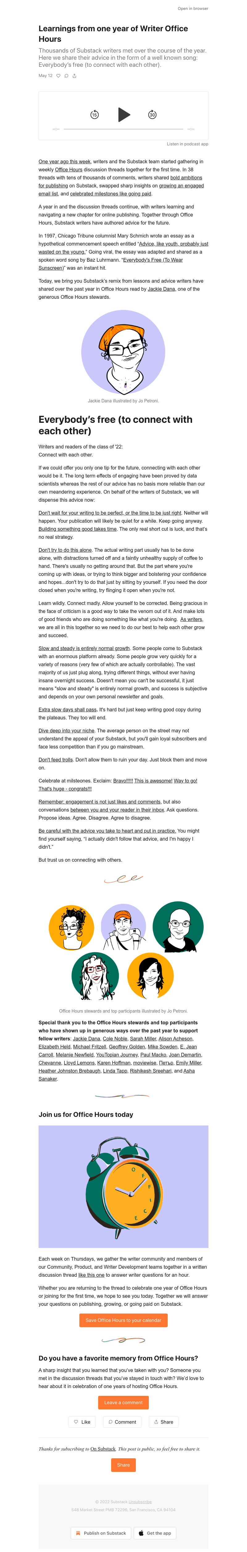Substack - Learnings from one year of Writer Office Hours