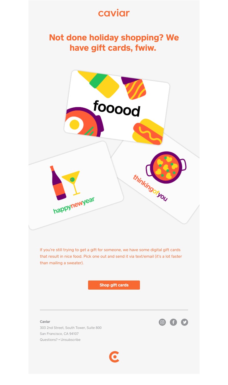  - Holiday gift idea: food $