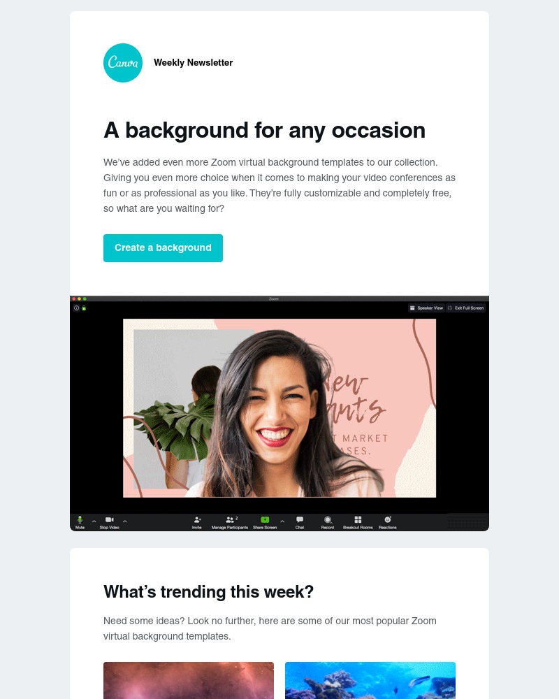 Canva - Did somebody say new Zoom virtual backgrounds?