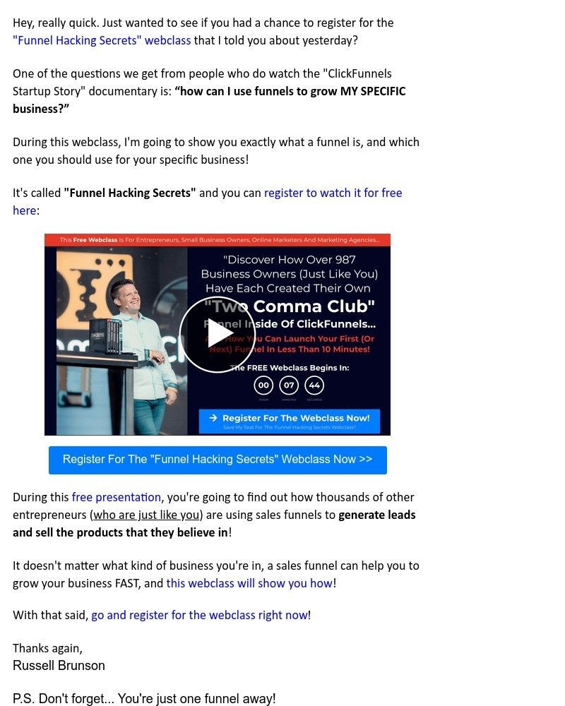 ClickFunnels - ...did you watch the "Funnel Secrets" webclass yet?