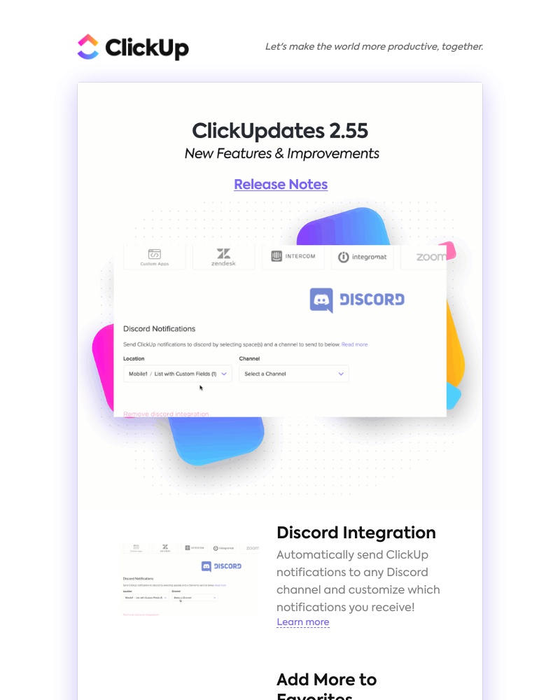 ClickUp - 🎧 Discord Integration 💜 Add More to Favorites  ⏬ Drag & Drop Subtasks ➕ More! 