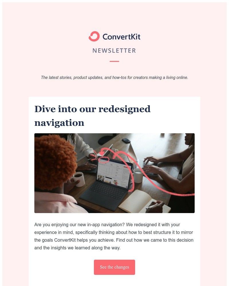 ConvertKit - Dive into our redesigned navigation