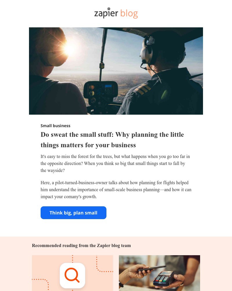 Zapier - Do sweat the small stuff: Plan for the little things