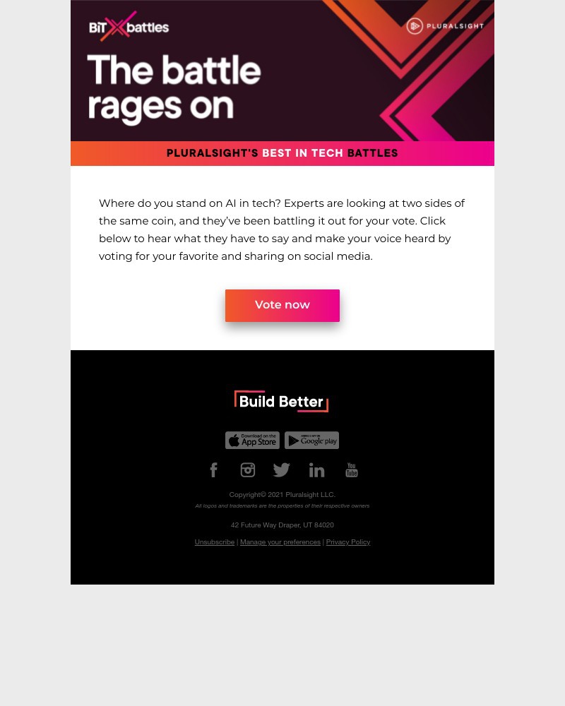 Pluralsight - Don’t forget to pick a side on AI in tech!