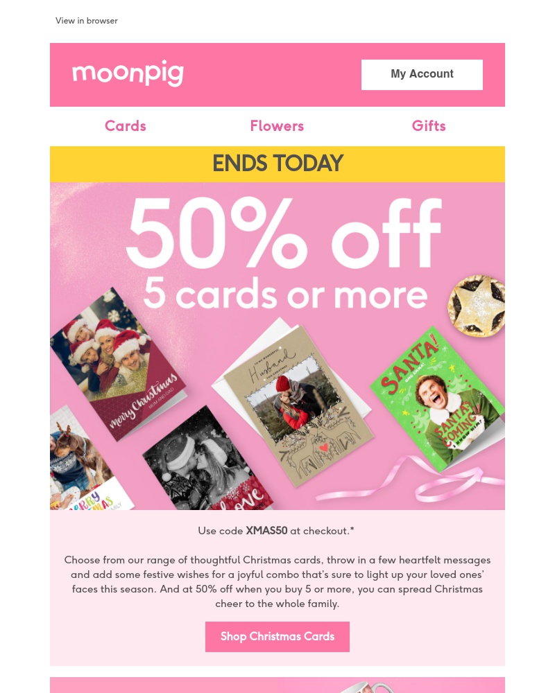 Moonpig - Don't forget! You've still got 50% off 5 or more cards!