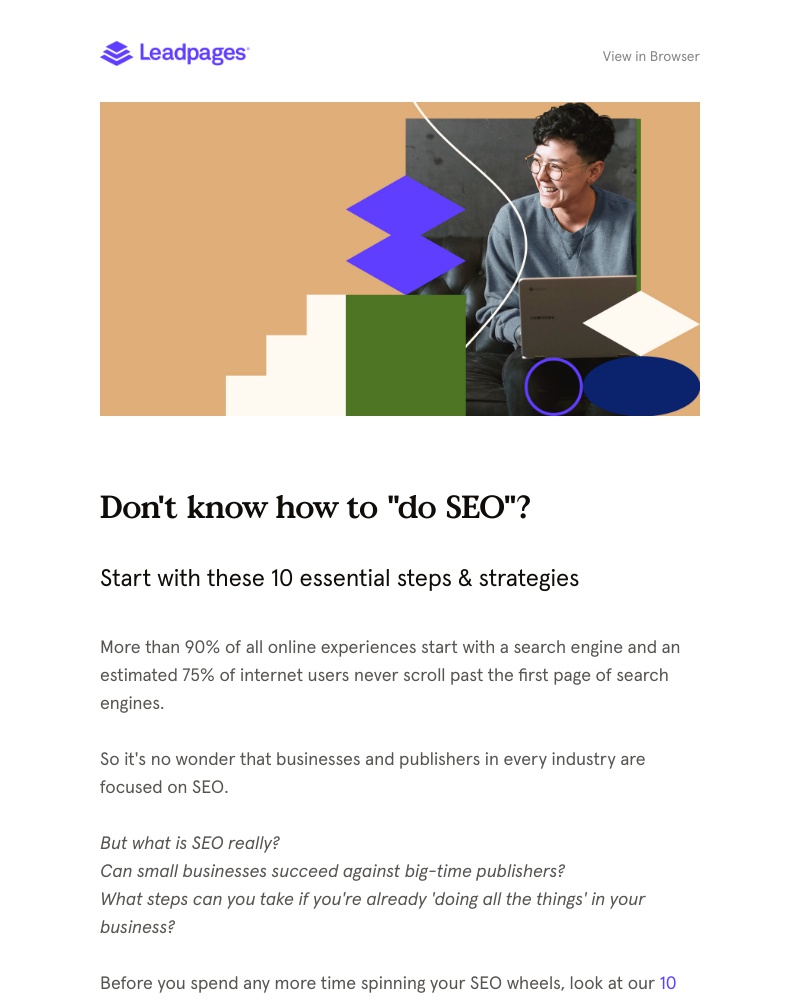Leadpages - Don't know how to "do SEO"? Here are 10 steps
