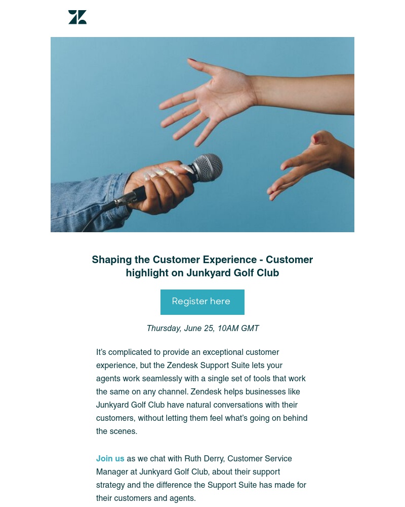 Zendesk - Don’t miss our customer webinar with Junkyard Golf Club