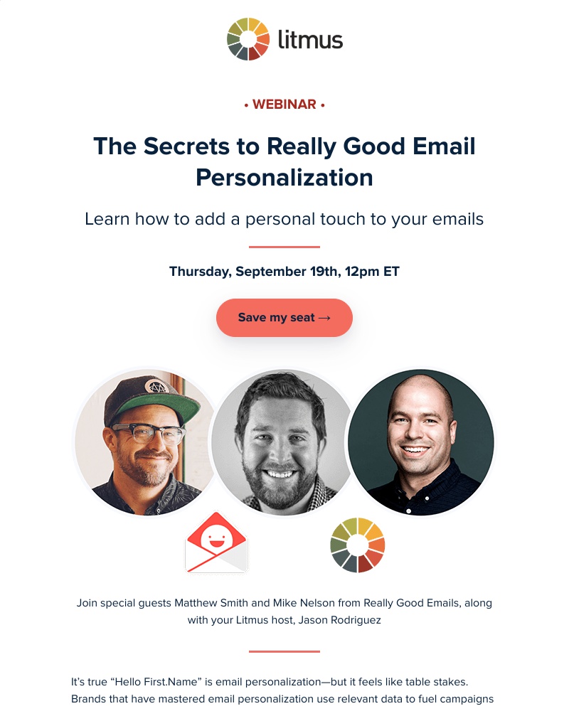 Litmus - Don't miss Thursday's webinar with Really Good Emails