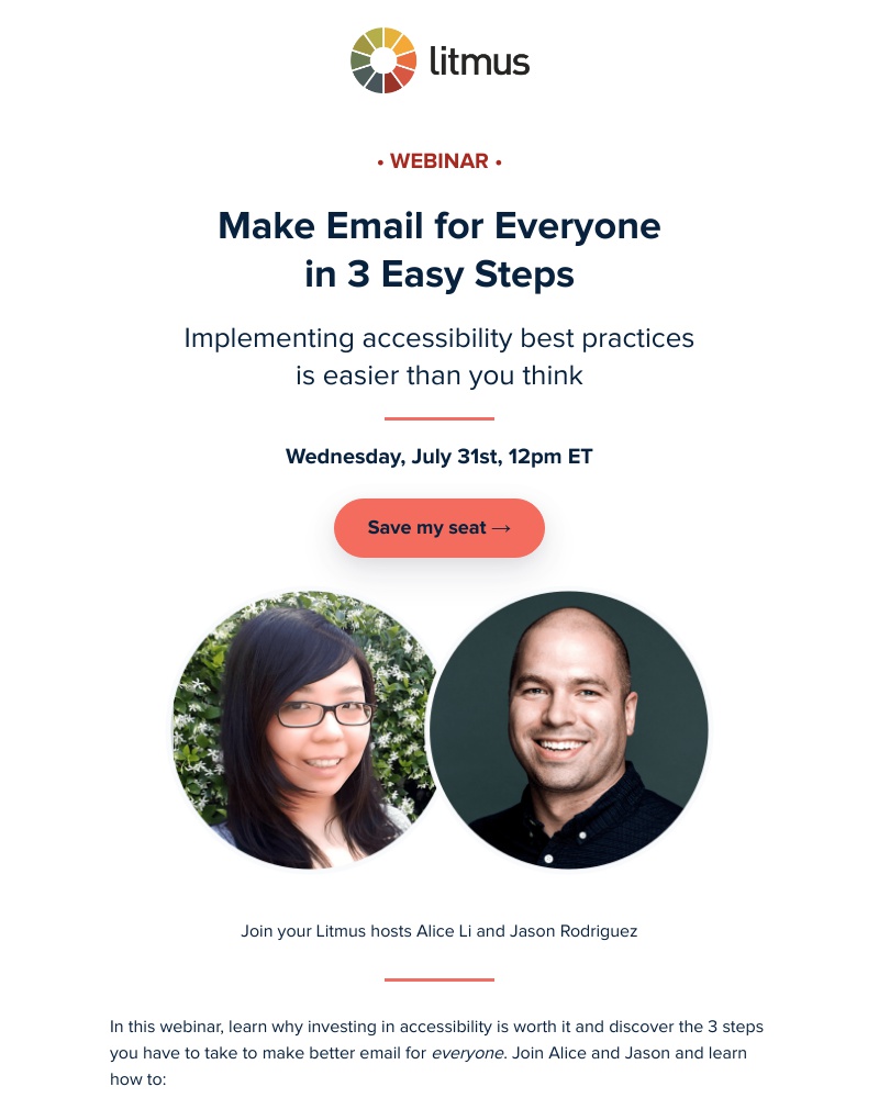 Litmus - Don't miss Wednesday's webinar on email accessibility