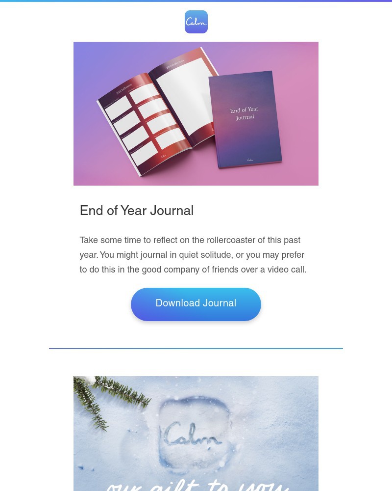 Calm - Download the free end of year journal