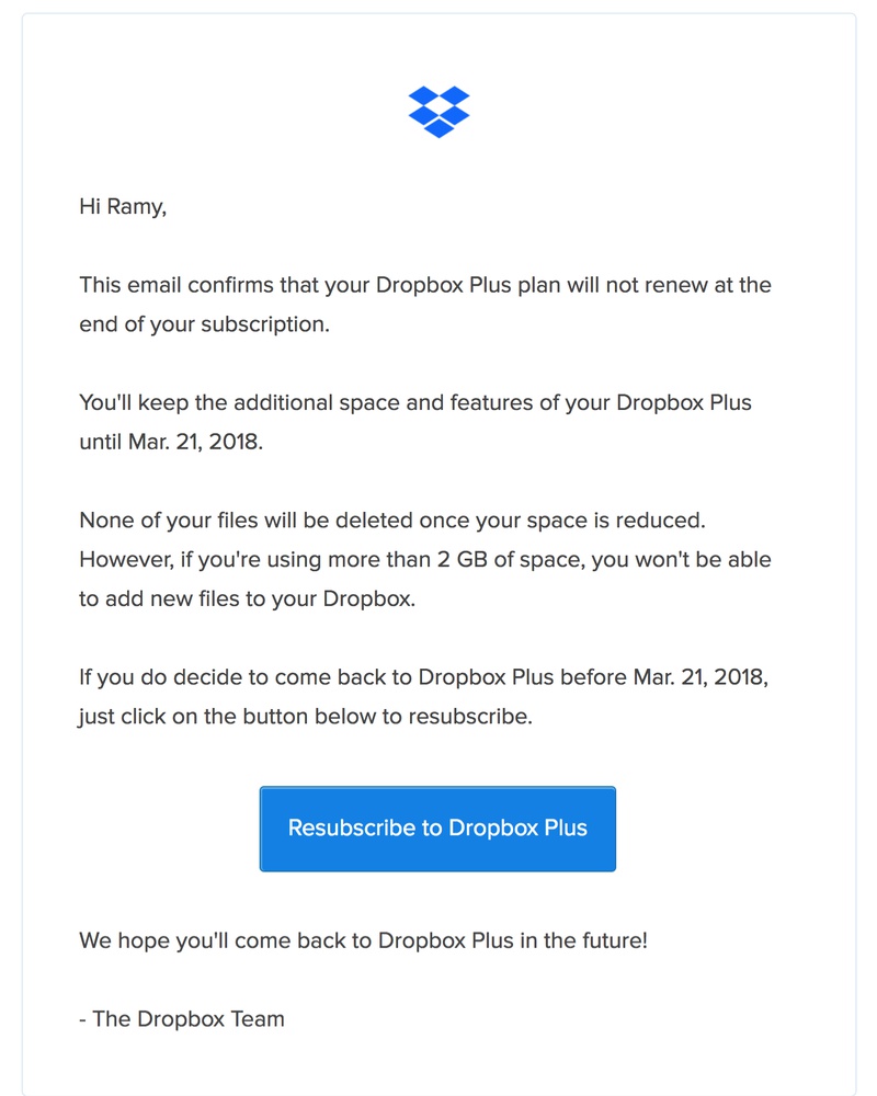 Downgrading your account on Dropbox video screenshot