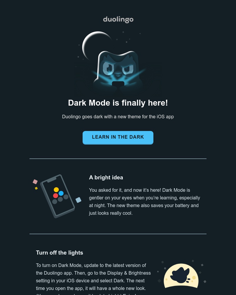 Duolingo - 🌚 Duo joins the dark side