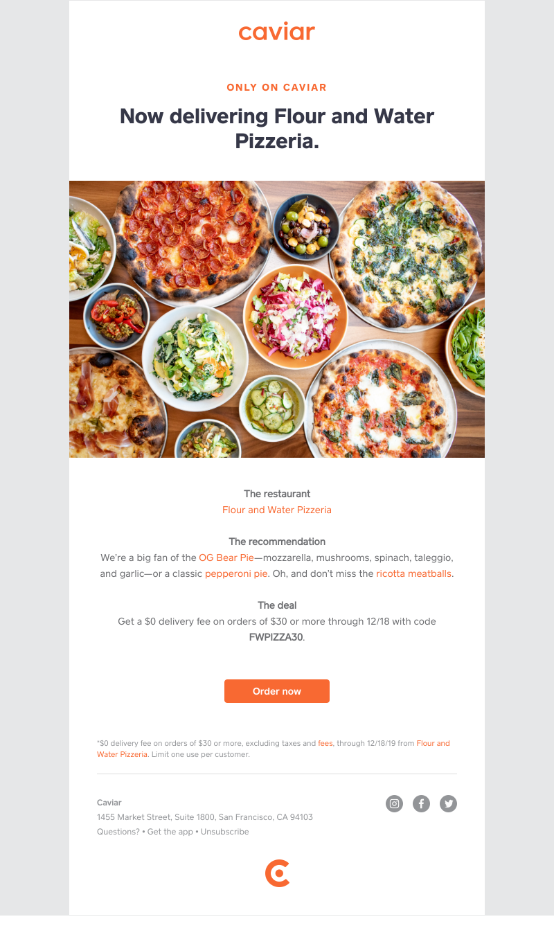  - Flour and Water Pizzeria is now only on Caviar