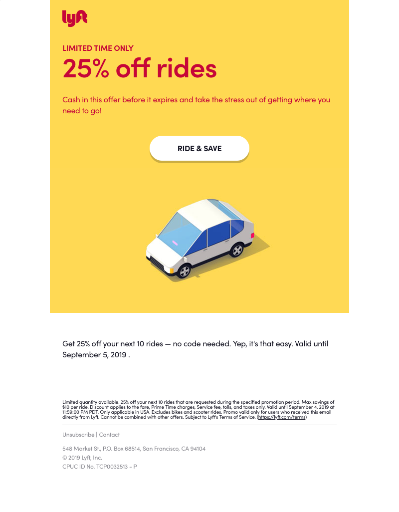 Lyft - It's time to activate 25% off rides