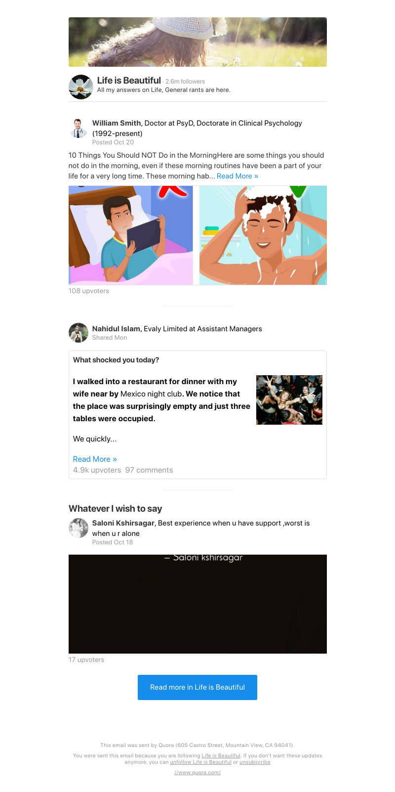 Quora - 10 Things You Should NOT Do in the Morning  Here are some things you should not do in the morning, even if these morning routines have been a part of 