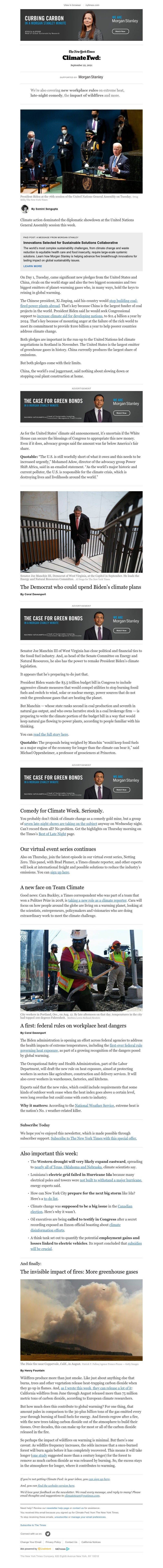 The New York Times - Climate Fwd: New climate pledges at the U.N.