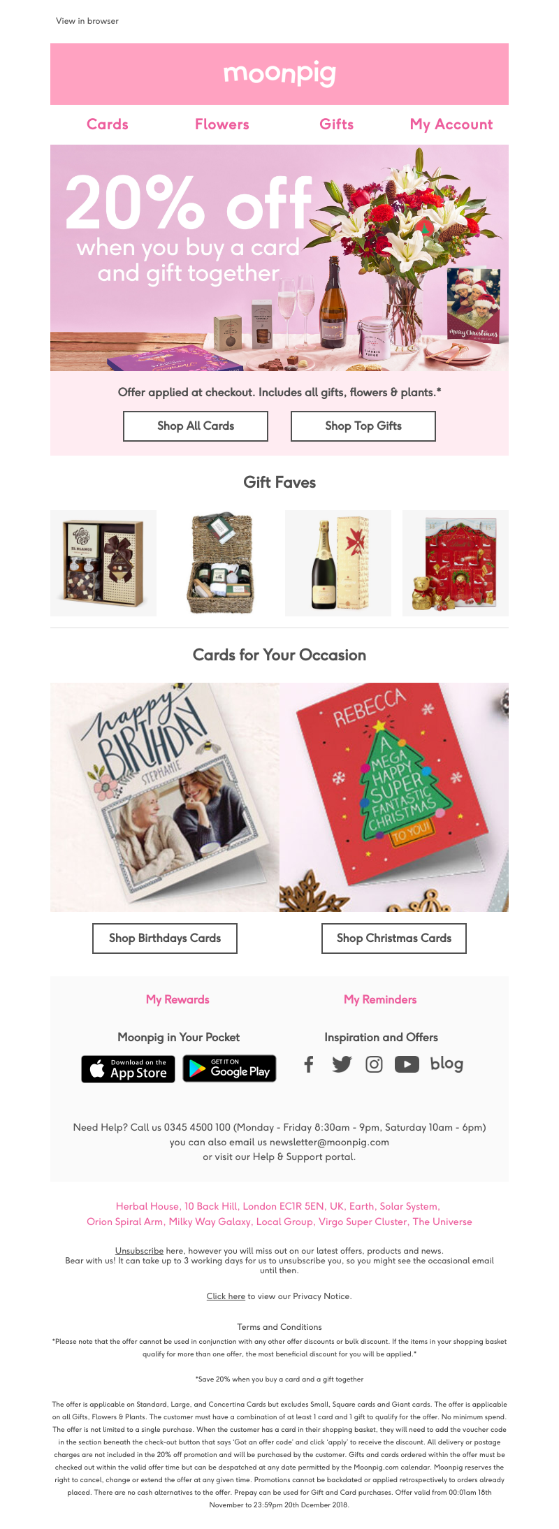 Moonpig - Ramy, get 20% off your card + gift!