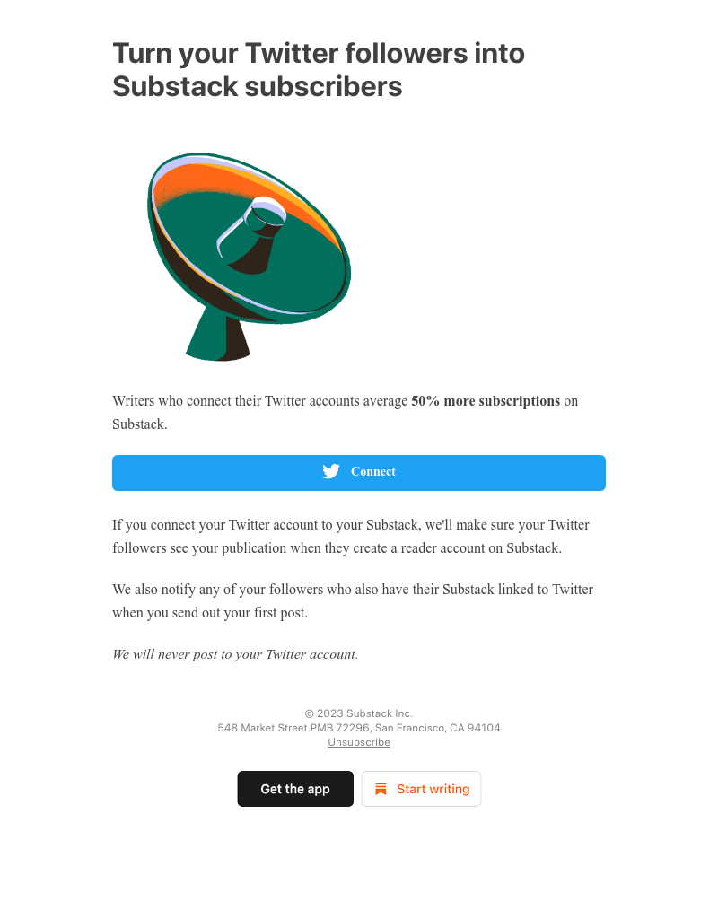 Substack - Turn your Twitter followers into Substack subscribers
