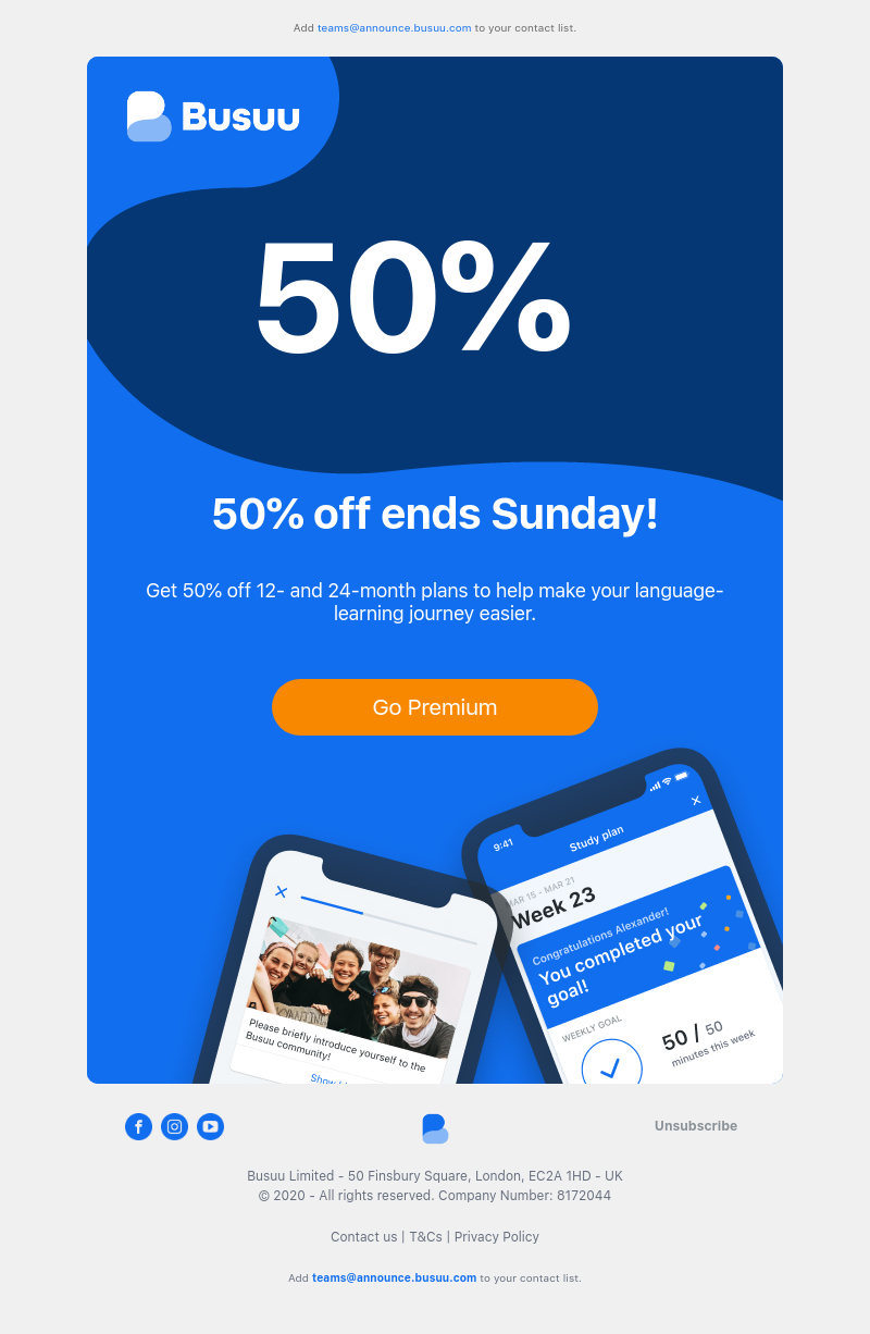 Busuu - The 50% off flash sale starts NOW ⚡      