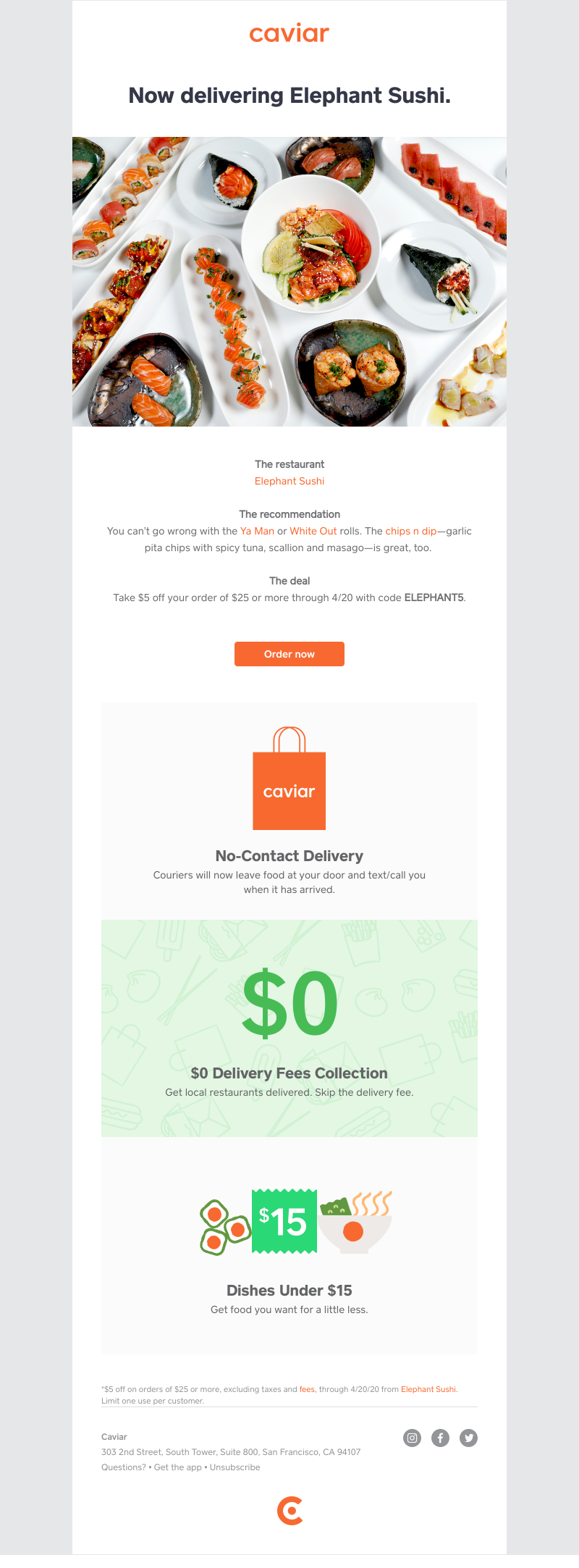  - Elephant Sushi is now on Caviar