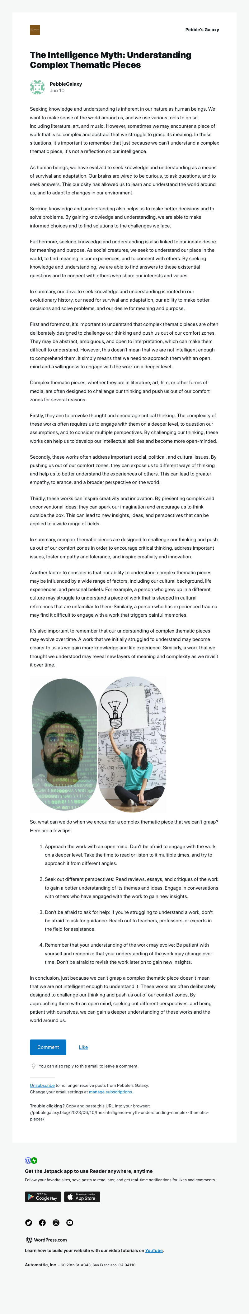WordPress - [New post] The Intelligence Myth: Understanding Complex Thematic Pieces