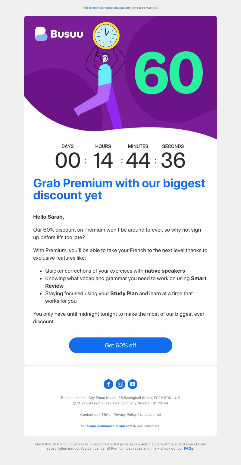 Busuu - Hurry - 60% off ending soon 🏃
