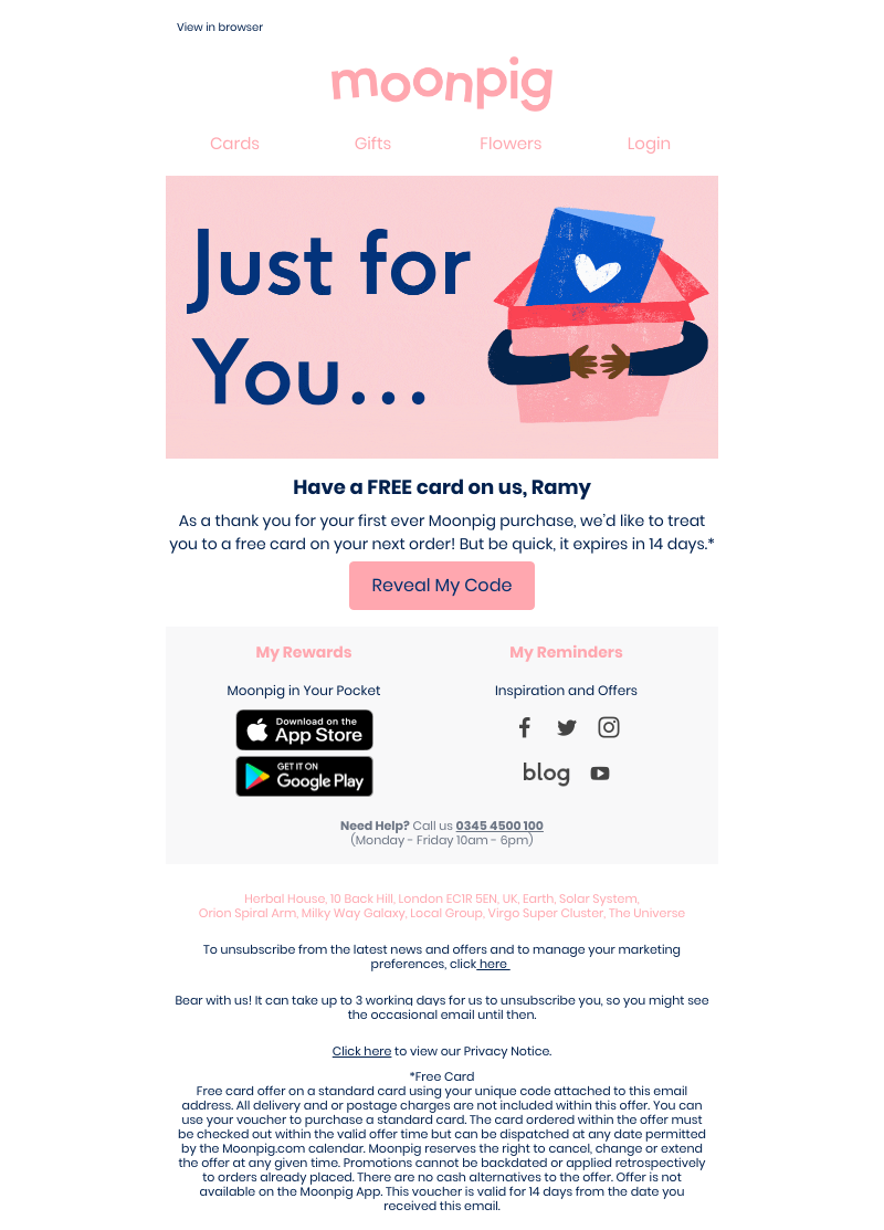 Moonpig - (17/05/2020) - Here’s a free card!
