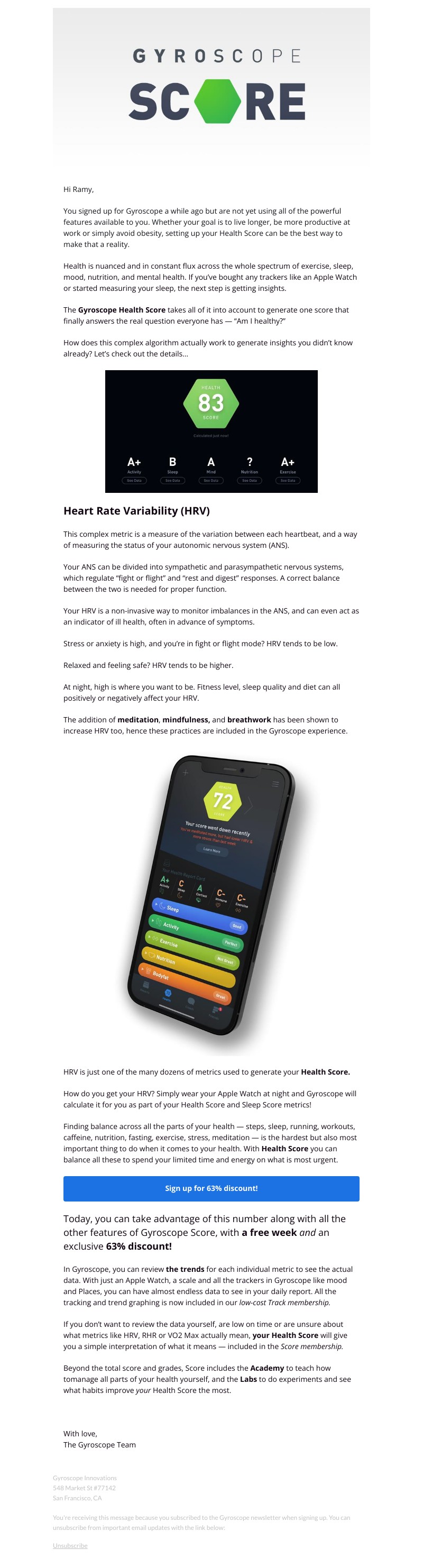 Gyroscope - Unlock your Health Score Ramy! Discounted this week 📈
