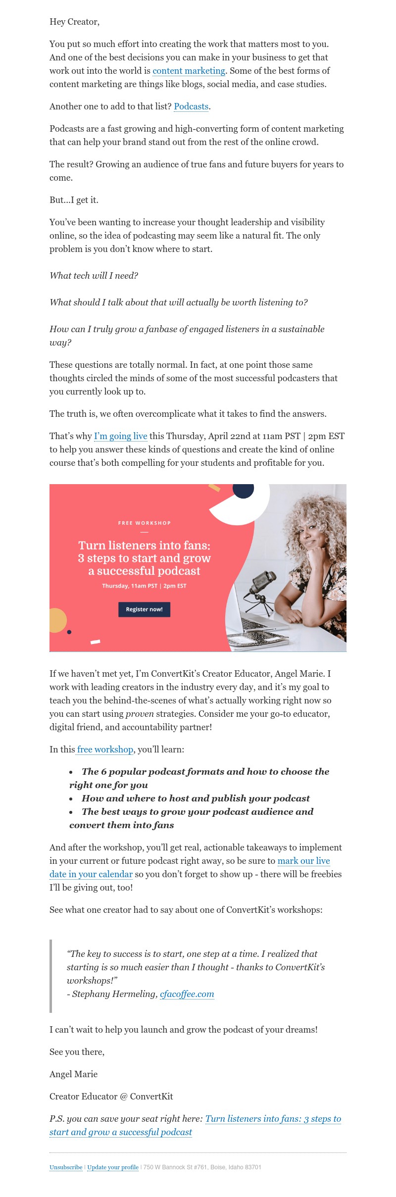 ConvertKit - Turn listeners into fans: 3 steps to start & grow a successful podcast