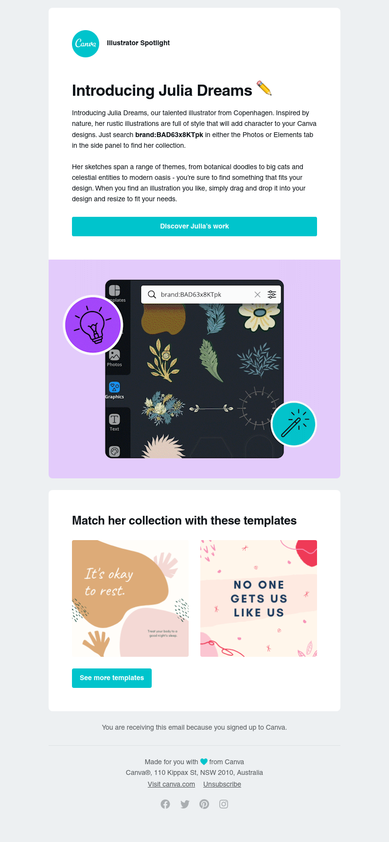 Canva -    Illustrator spotlight: Julia Dreams ✏️