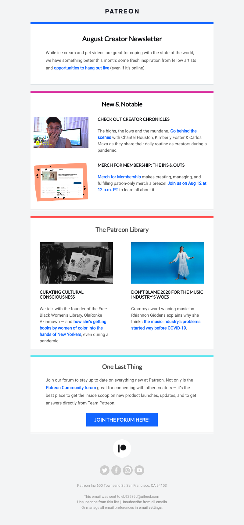 Patreon - Your August creator newsletter is here!