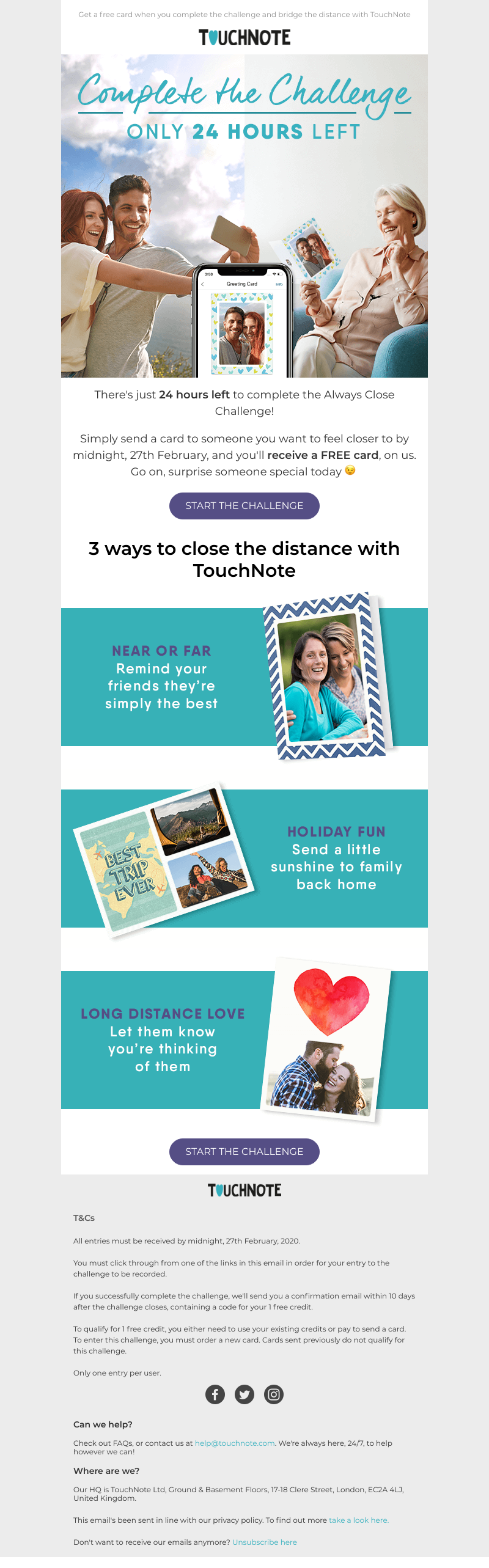 TouchNote - 24 hours left ⏰ Send a card and your next one's on us!