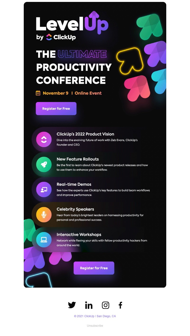 ClickUp - Got plans Nov 9th?