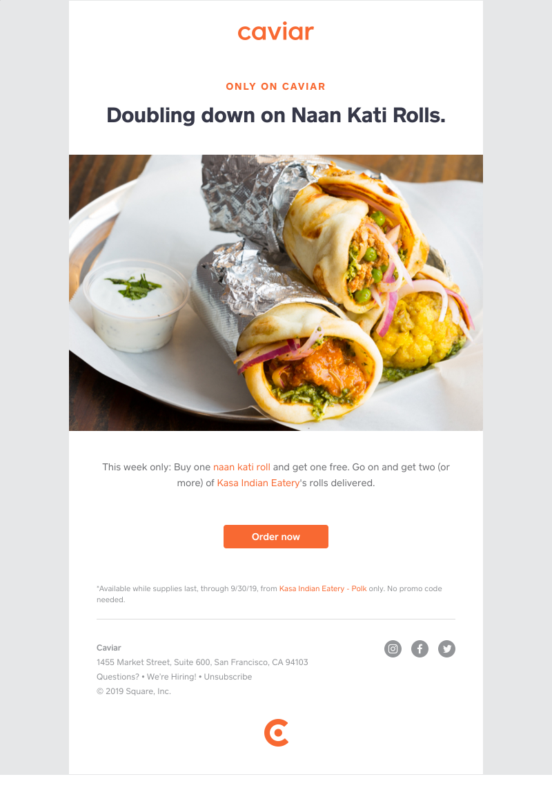  - Open for a free naan kati roll from Kasa Indian Eatery - Polk