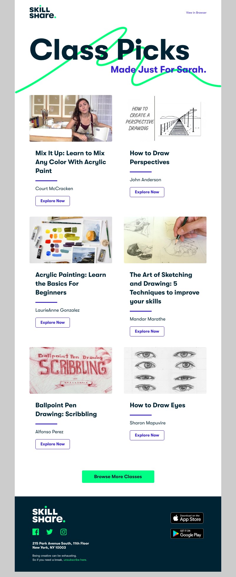 Skillshare - Sarah's Personal Class Recommendations