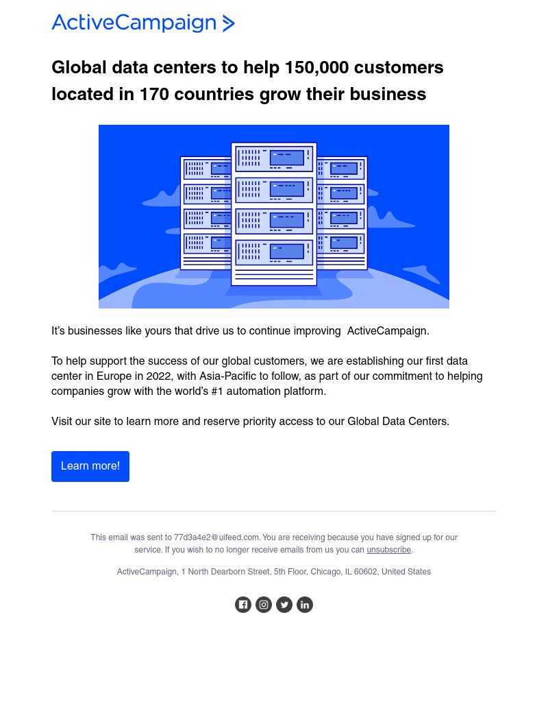  - Coming soon: ActiveCampaign global data centers