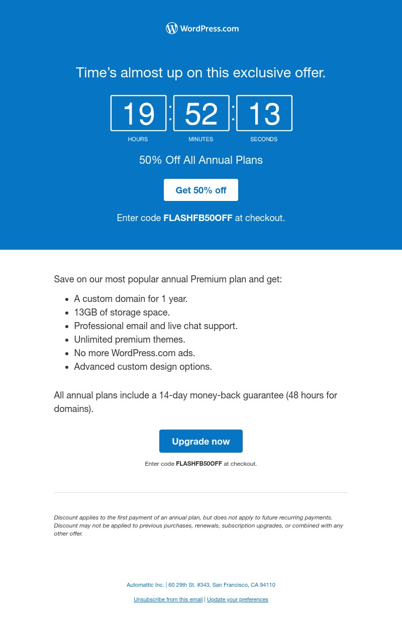 WordPress - 50% off ends today. Upgrade your site now.