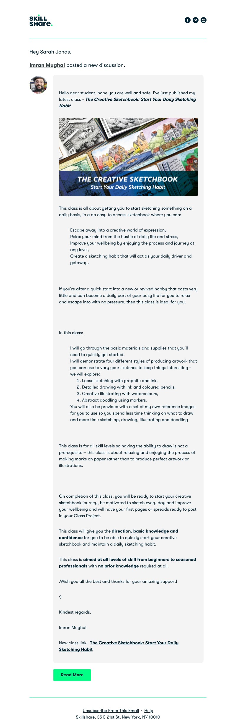 Skillshare - New Class Published! The Creative Sketchbook